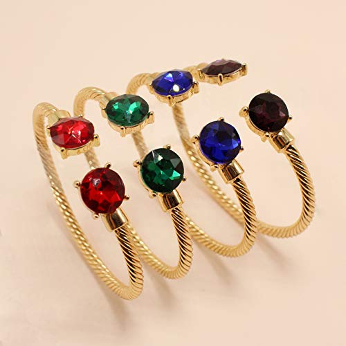 Fashion Brass Open Cable Wire Stackable Bangle with 12mm Crystal Rhinestone for Women & Girls Fashion4
