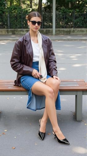 Castamere Womens Pointed Close Toe Slingback Pumps Kitten Heel Dress Casual Slip-on Patent Leather Shoes 2.6 Inches Heels3