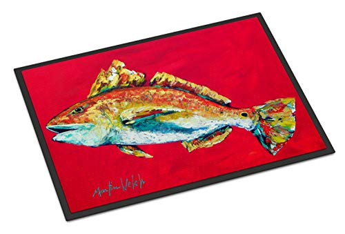 Caroline's Treasures Fish Red Fish Woo Hoo Indoor or Outdoor Doormat, 18" x 27", Multicolor