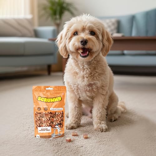 Image of Scrummy Marbled Chicken Cubes Dog Treats 70g (Pack of 3) | Soft & Tasty Training Snacks | High Protein Healthy Chews for Puppies & Adult Dogs