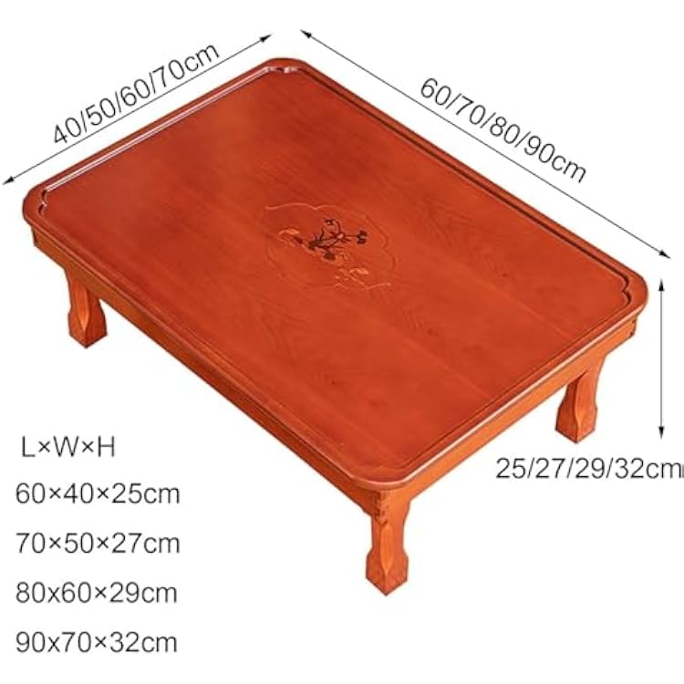 SH-tables Folding Table, Korean Solid Wood Dining Table/Study Table/Coffee Table/Kang Table, for Tatami/Bay Window/Tea House (Size : 90x7532cm)