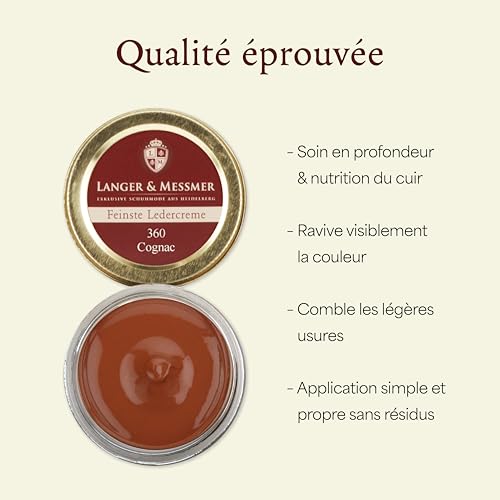 Langer & Messmer crème de cirage pour cuir lisse cirage de haute qualité pour l'entretien des chaussures convient à toutes les chaussures en cuir lisse 50 ml – vue 4