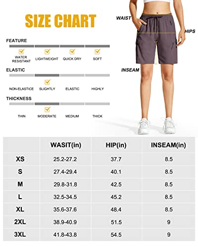 Capol Women's Hiking Cargo Shorts 8.5" Quick Dry Summer Shorts Lightweight For Golf Travel Athletic With Zipper Pockets Purple M #TOP5