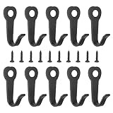 FIGFYOU 10 PCS Crochet à Visser Noir Mural Crochet Porte Manteau en Fer Rétro Crochet de Manteau Métal Crochet Métallique avec 10 Vis Patère à Peignoir Vintage pour Sac, Clé, Chapeau, Écharpe(39mm)
