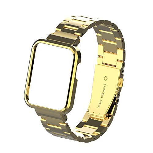 HYKEJI Compatible avec Bracelet Xiaomi Mi Watch Lite Protection Acier Cellular Coque Libération Rapide Metal Boucle Montre Pour Femme Et Homme Compatible avec Xiaomi Mi Watch Lite Bracelet (or)