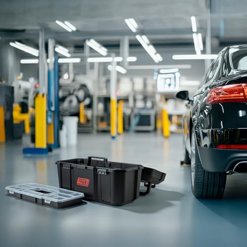 Tayg Caja Herramientas 46 Negra - Estuche y Bandeja Interior Extraíbles, Cierres Metálicos en Acero, Asa Grande, Soporta hasta 120 kg, Caja Herramientas Vacia Polipropileno, 500 x 279 x 254 mm - imagen 4