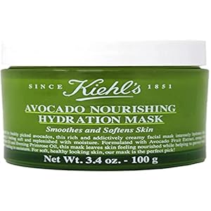 Kiehl’s Avocado Nourishing Hydration Mask, Rich & Creamy Face Mask, Hydrates & Soothes Skin, with Evening Primrose Oil, Maintains Facial Elasticity, Helps Reduce Dryness, Paraben-free, Fragrance-free