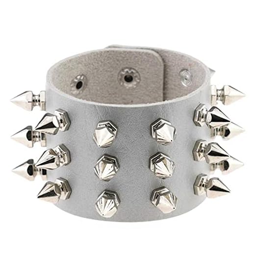 Läderarmband Svart Läder Armband Armband Cuff Punk Armband Kvinnor Män Metall Justerbara Smycken-G