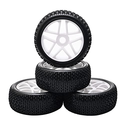 4PCS 1/8 RC Car Tires 17mm Hex Plastic Hub Wheel Rim Rubber Tires for RC 1:8 Off-Road Buggy