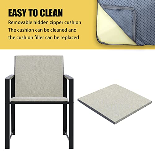 Anyhi 3 Piece Patio Bistro Set,Outdoor Conversation Sets, Modern Patio Furniture With Coffee Table & Cushion, Good For Porch Balcony Garden Courtyard, Black+Beige #TOP5