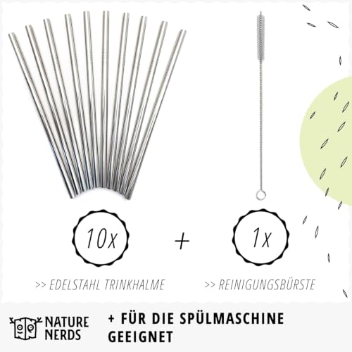 Foto von Nature Nerds - wiederverwendbare Edelstahl-Trinkhalme (10 Stück) gerade