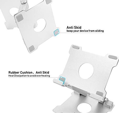 Kabcon Quality Tablet Stand,Adjustable Foldable Eye-Level Aluminum Solid Up To 13.5-In Tablets Holder For Microsoft Surface Series Tablets,Ipad Series,Samsung Galaxy Tabs,Amazon Kindle Fire,Etc.silver #TOP5