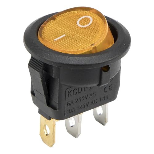 Interrupteur à bascule rond 3 broches 20mm 12V jaune pour bouton KCD1