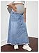 MakeMeChic Women's Maternity Jean Denim Maxi Skirt Pregnancy High Waisted A Line Adjustable Waist Long Skirts Multicolor X-Large