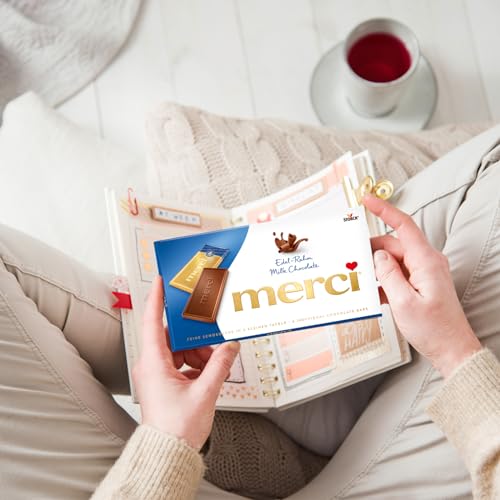 merci Tafelschokolade Edel-Rahm – 1 x 100 g – Feinste Täfelchen aus zartschmelzender Edel-Sahneschokolade – Schokolade in Goldpapier verpackt