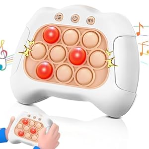 Aolgen Quick Push Game，Pop Game Fidget Toys, Fast Push Bubble Game, Handheld Puzzle Game Sensory Toys ，Light Up Push Pop Game for Kids 3-12 Girls and Boys Teens Adults Decompression (White)