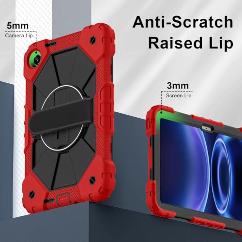 Coque Xiaomi Redmi Pad SE 9.7 silicone rouge avec support et sangle
