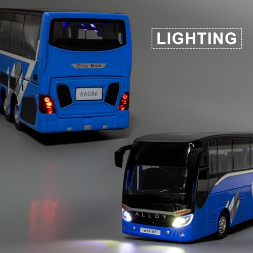 Modelo de autobús de lujo escala 1:24 azul miniatura 5