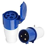 2PCS 32Amp Plug Socket, 32Amp Industrial Connector 1-Phase 3 Pin Plug Waterproof Explosion‑Proof IP44 32A 220-250V 2P+E Socket Connector with Male/Female Locking Mechanism for Construction Industry