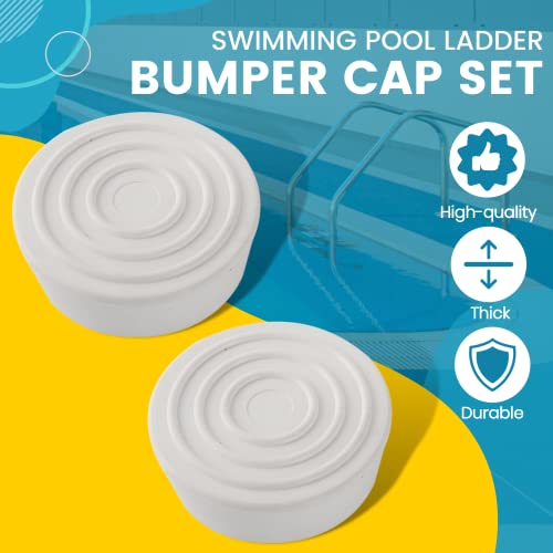 Tongass (2-Pack) Outside Pool Ladder Bumpers For Inground Pool - Pool Ladder Rubber End Caps Fit 1.9" Standard Swimming Pool Ladder Tubing - White #TOP4