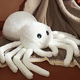 YRXRUS Halloween Spider Pillows, Spider Shaped Throw Pillow for Happy Halloween Decoration, White Plush Gifts, Extra-Large 16x22 in Cute Soft Rabbit Fur Pillow for Fall Pillows