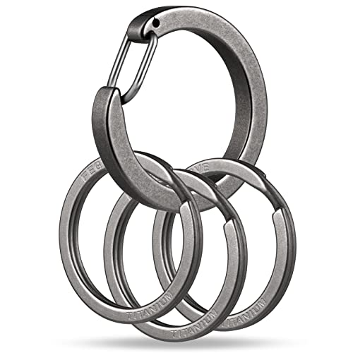 TISUR Titanium Key Rings,Small Round Carabiner Clip with Titanium Keyrings,Quick Release Key Ring Holder for Men Women