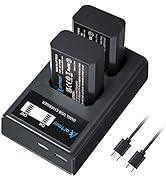 Artman NP-FW50 Battery and Dual LCD Charger Compatible with Sony Alpha A6000 A6300 A6400 A6500 ZV...