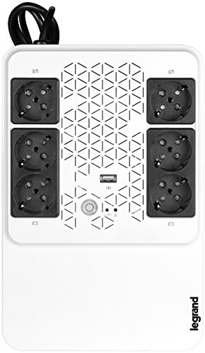 Legrand 310082 Wielowtyczkowy UPS, Biały/Czarny, 800 VA