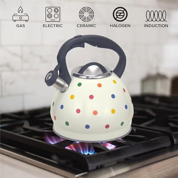 кухонные чайники чайник из пищевой нержавеющей стали с свистком с эффектом смены цвета и точечным узором объём 3 2 кварты с эргономичной ручкой