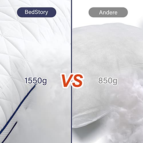 BedStory Kopfkissen 80x80, 2er Set Kissen 80x80 mit Reißverschluss, 2x1500g Mikrofaser Kopfkissen höhenverstellbar, Schlafkissen atmungsaktiv waschbar für Allergiker Seitenschläfer, Oeko Zertifiziert