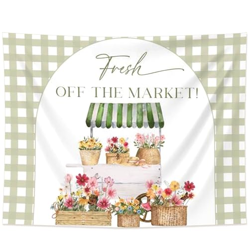 Shes Off the Market Bridal Shower Banner Decor Farmers Market Bridal Shower Backdrop Locally Grown Party Decor for Bridal Showers Gardener Theme Farm Party
