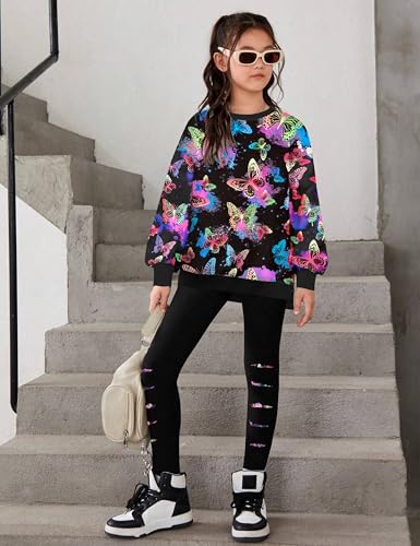 Image of Girls Clothes, Girls Outfits Tie Dye Sweatshirt Tops and Leggings Sweatpants 2 Piece Fall Winter Clothes Set 6-16T