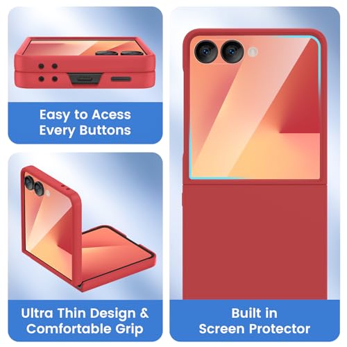 Image of Ruky for Samsung Z Flip 7 Slim Case, Red | Hard PC Anti-Scratches Shockproof Girls Women Protective Phone Covers for Samsung Galaxy Z Flip 7, Red