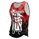 Camiseta de tirantes de Saint-Georges para hombre, sin mangas, bandera inglesa, parte superior del músculo, Reino Unido, ropa, fiesta, Inglaterra Tank Top Impreso León Top Verano Transpirable Camiseta