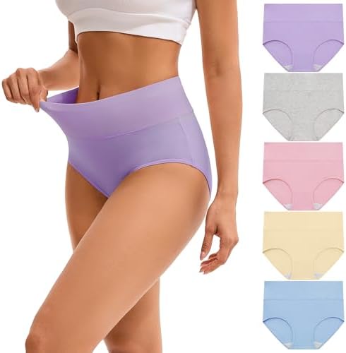 INNERSY Unterhosen Damen Baumwolle Slips Hohe Taille Unterwäsche 5er Pack | 100% Baumwoll Schritt, Taillenslip Atmungsaktiv, High Waist Slip, Stretch Damenunterwäsche, Volle Abdeck