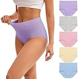 Innersy Women's High Waist Cotton Wavy Macaroon Color Ultra Cozy 5 Pack Brief 1 M