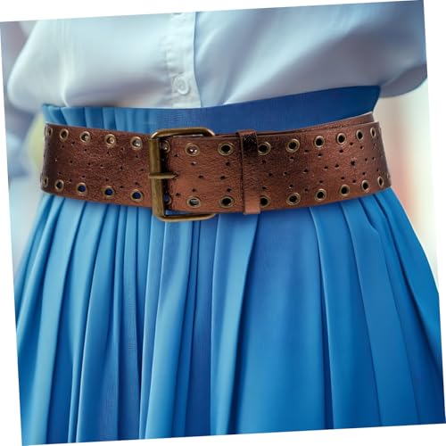 FRCOLOR Men Vintage Style Wide Pu Waist Belt with Buckle for Casual Occasions and Holidays Eye-catching Hollow Design and Versatile Western Accessory4