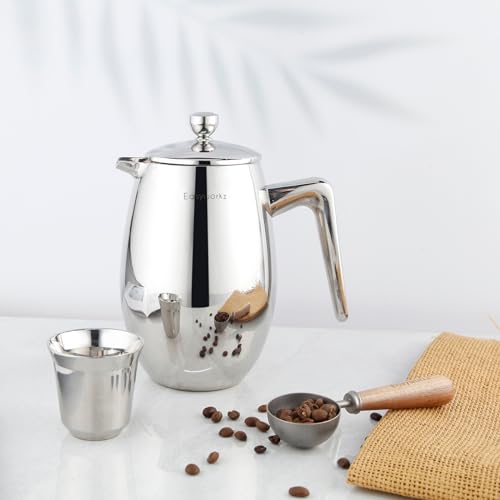 Easyworkz Nando French Press 12 oz Double Wall Insulated Thermal Coffee Maker,304 Stainless Steel Cafetiere by Easyworkz - Image 4