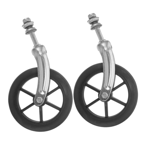 EXQUIMEUBLE 2個 車椅子用アクセサリー 前輪交換用ホイール 広ソリッドラバー チューブ製 軸受け付きフロントフォーク 高耐久性 安定性向上