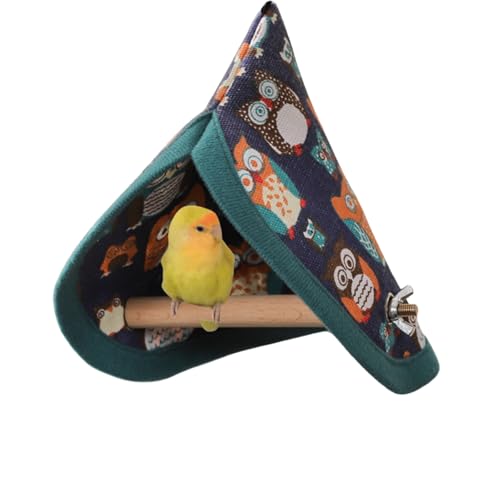 Bird Bed Blanket Parrot Nest Snuggle Hut for Cage Accessories,Parakeet Warm House Hanging Tent Bed Hammock Wood Stand Perch Swing Toy for Cockatiel Lovebird Cockatoo (Deep Blue)