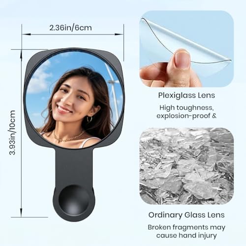 Image of ZORBES Clip-On Selfie Mirror for Smartphones, Universal Phone Camera Mirror Attachment with Cleaning Cloth Portable Photo Framing Accessory for Selfies, Vlogging, Content Creation