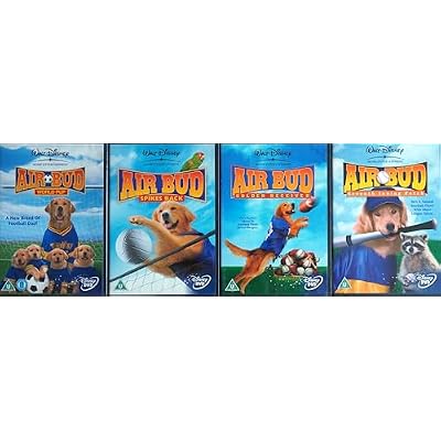 AIR BUD 1-4 COMPLETE COLLECTION / 1. WORLD PUP / 2. SPIKES BACK / 3. GOLDEN RECEIVER / 4. SEVENTH INNING FETCH = ULTIMATE 4 x DVD UK SET