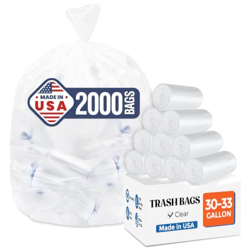 Delxo 30-33 Gallon Trash Bags, 2000 Count Bulk Value Large Garbage Bags