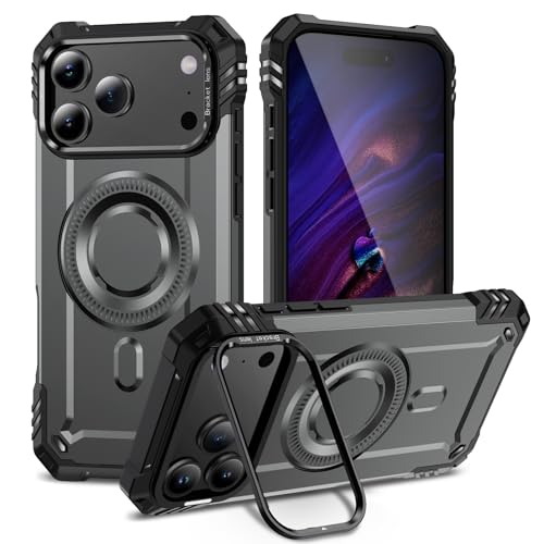Coque iPhone 17 antichoc silicone rigide gris béquille de maintien