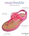 bebe Girls' Sandals - Open Toe Summer Flat Dress Shoes Snap Buckle Sandals with Chiffon Flower Design and Cushioned Sole, Size 9-10 Toddler, Fuchsia