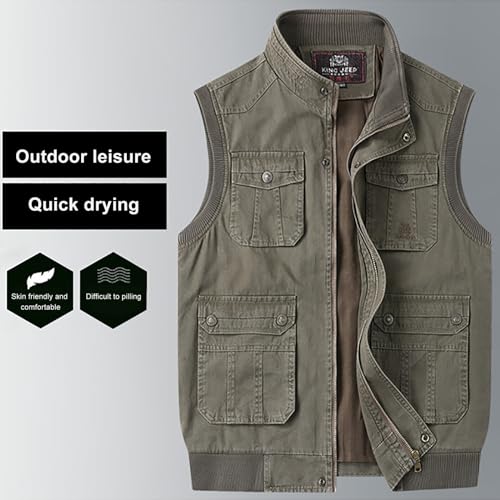Generic Multi Pockets Cargo Vests for Men Utility Vest Jacket Full Zip Sleeveless Casual Outdoor Waistcoat for Fishing Travel3