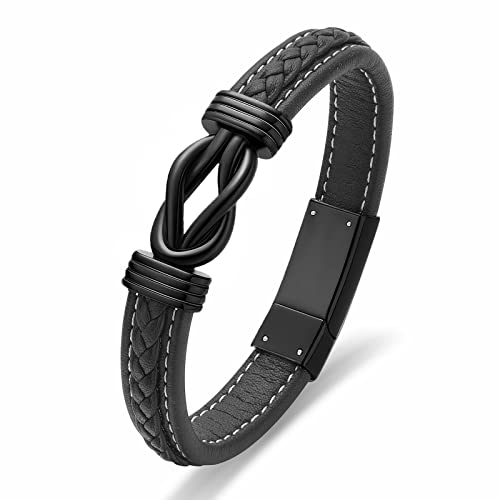 Imrsanl Cremation Bracelet for Ashes Braided Genuine Leather Urn Bangle Keepsake Human Pet Funeral Memorial Jewelry Gift for Men Women