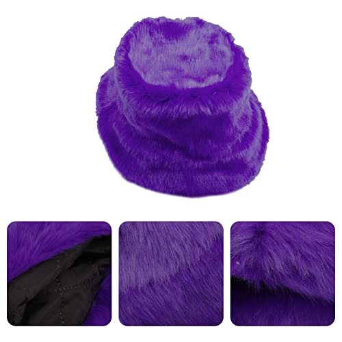 SOIMISS Chapéu de Balde Fofo Inverno Quente Chapéus Mulheres Homens Aconchegante Roxo Vintage Faux P