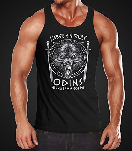 Nordische Mythologie Muskelshirt Neverless Herren Tank-Top Siberian Wolf Odins Liesse Morphiant Muscle Shirt