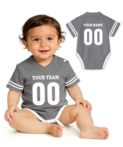 Xiuyours Custom Baby Clothes Jersey with Name Number Personalized Football Onesies for Infant Toddler Customized Newborn Gift, S12